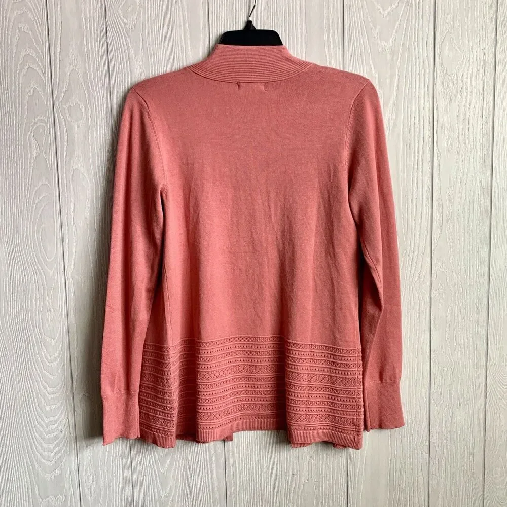 Lety & Me Salmon Pink Lightweight Cardigan Sweater Small NWT - Picture 4 of 5